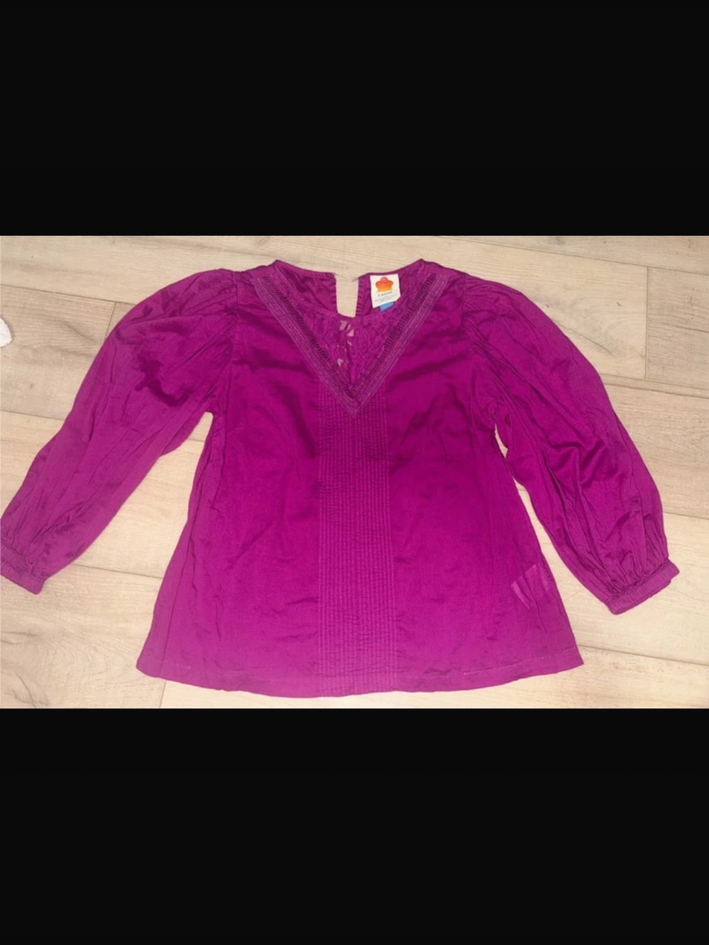FARM Rio Magenta V-Neck Peasant Blouse